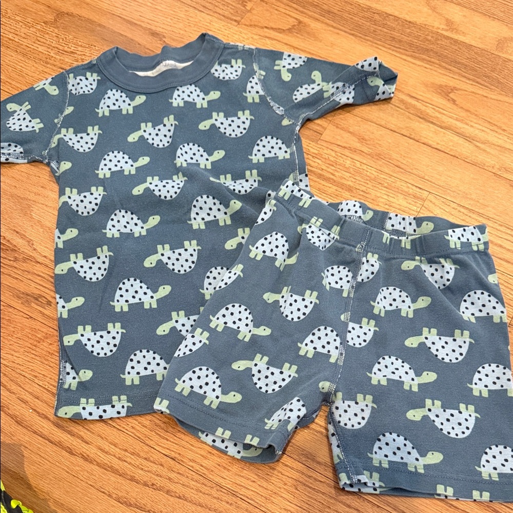 Hanna Andersson Kids Pajama Set - Blue & Light Green Turtle Print size 8